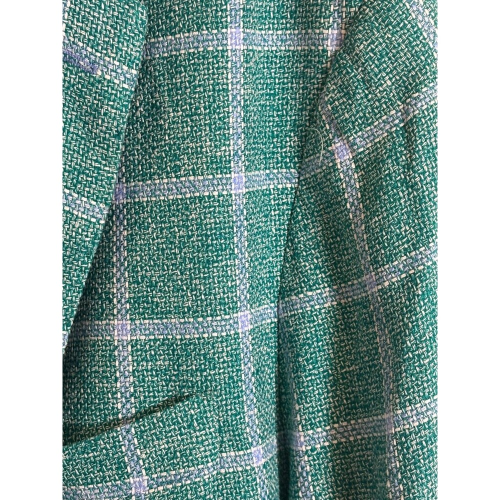 Tailorbyrd Blazer Mens 48L Teal Linen Rayon Windowpane Double Vent Sportscoat - Picture 4 of 14